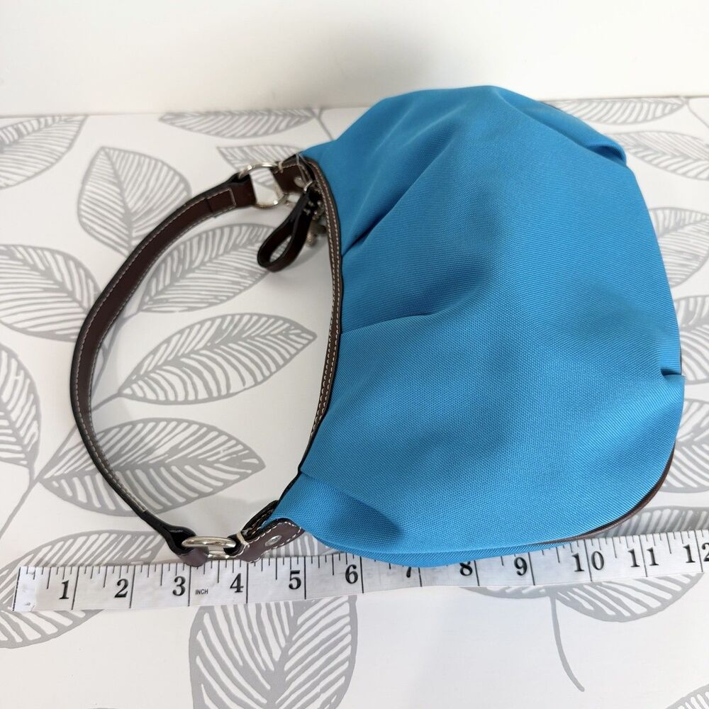 Tommy Hilfiger Vintage Shoulder Purse Teal Blue Flower Bag Charm Y2K NWOT - Picture 9 of 12